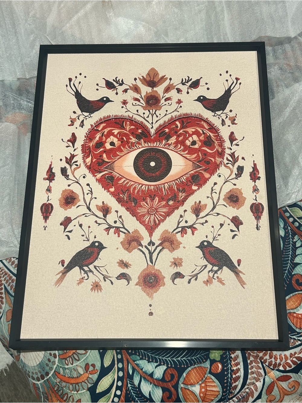 Heart Eye Botanical Art Print — Red and Black